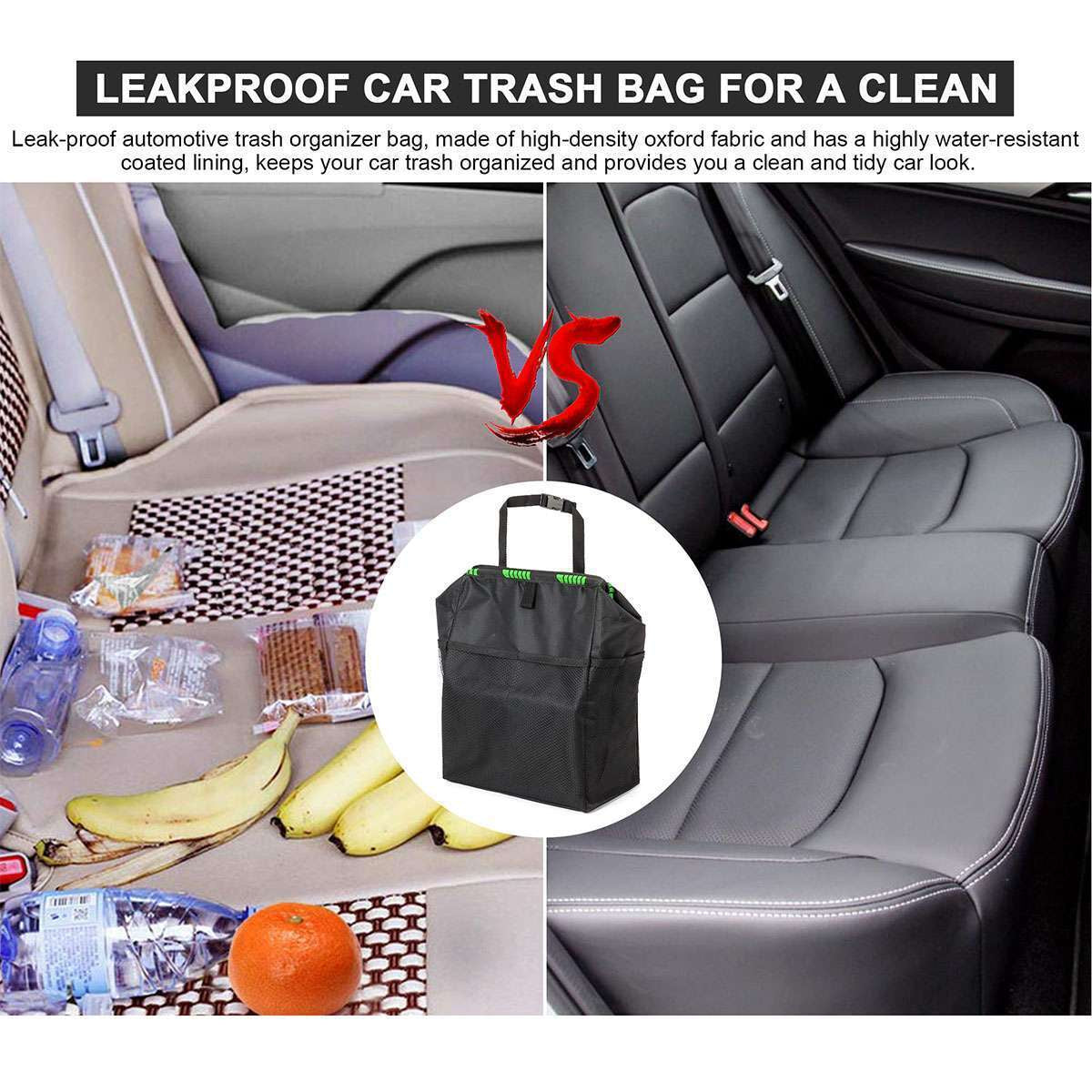 Car Trash Bag Litter Can Garbage Waste Bin Seat Organizer Storage Box for Trip