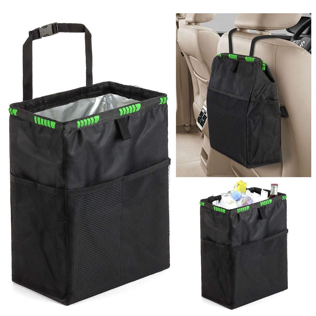 Car Trash Bag Litter Can Garbage Waste Bin Seat Organizer Storage Box for Trip