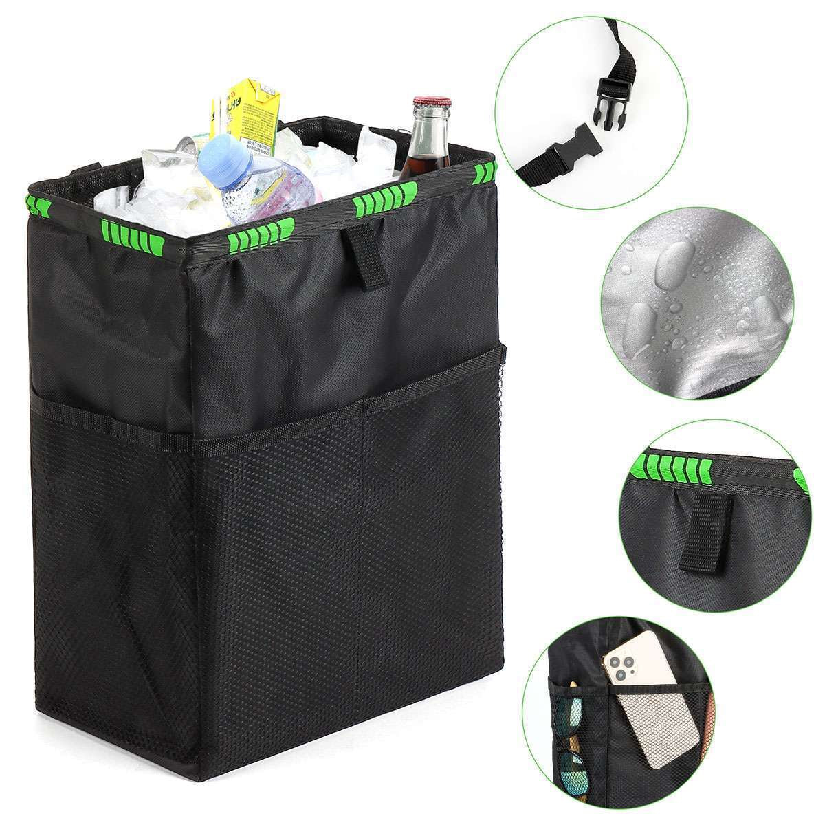 Car Trash Bag Litter Can Garbage Waste Bin Seat Organizer Storage Box for Trip